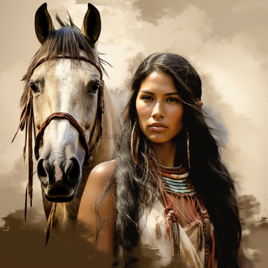 Native American Wall Art, MB-00024, Sign For Wreath, 10x10" Metal Sign