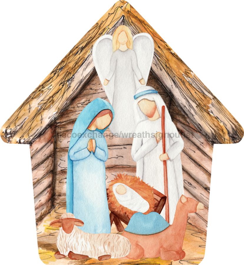 Nativity Christmas Nativity 22" Wood Door Hanger - DECOE-W-90078-DH