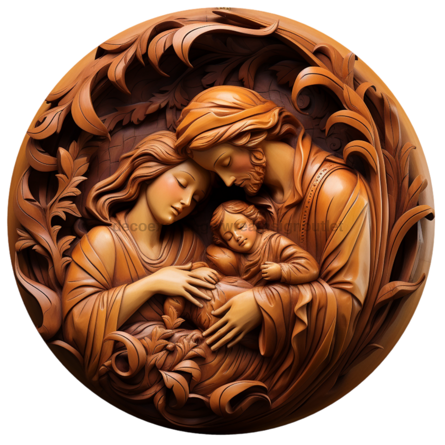 Nativity Religious 10" Metal Wreath Sign - DECOE-4799