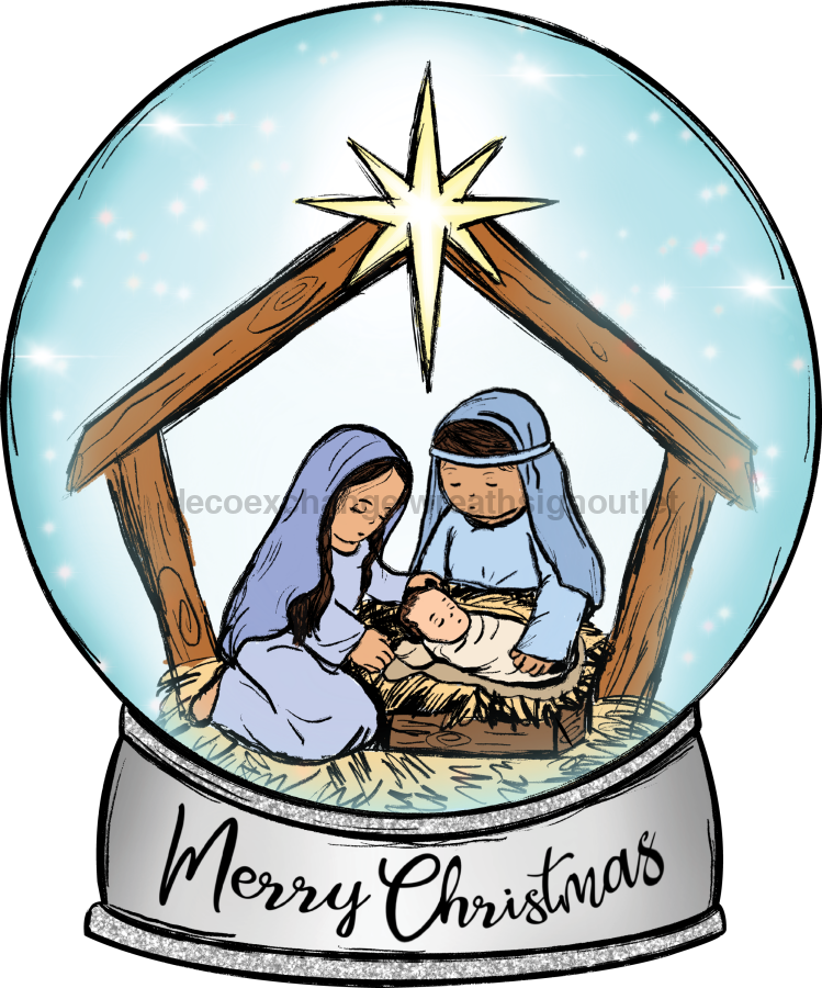 Nativity Snow Globe 22" Wood Door Hanger - DECOE-W-155-DH
