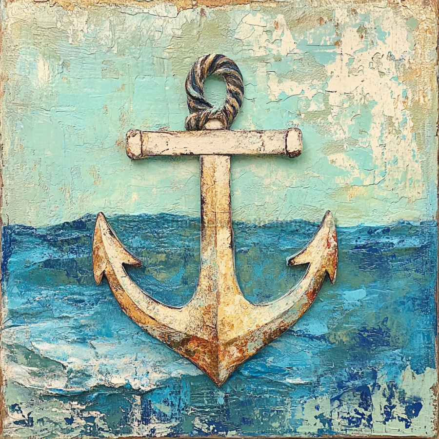Nautical Sign, Anchor Sign, DCO-02605, Sign For Wreath, 10x10" Metal Sign