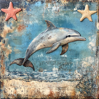 Thumbnail for Nautical Sign, Dolphin Sign, DCO-02558, Sign For Wreath, 10x10