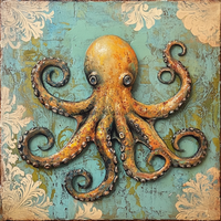 Thumbnail for Nautical Sign, Octopus Sign, DCO-02609, Sign For Wreath, 10x10