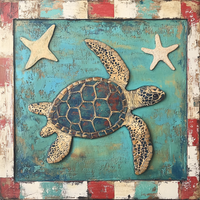 Thumbnail for Nautical Sign, Sea Turtle Sign, DCO-02569, Sign For Wreath, 10x10