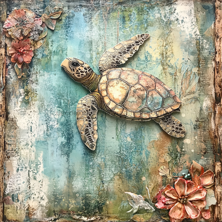 Nautical Sign, Sea Turtle Sign, DCO-02574, Sign For Wreath, 10x10" Metal Sign