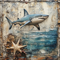 Thumbnail for Nautical Sign, Shark Sign, DCO-02580, Sign For Wreath, 10x10