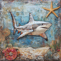 Thumbnail for Nautical Sign, Shark Sign, DCO-02581, Sign For Wreath, 10x10