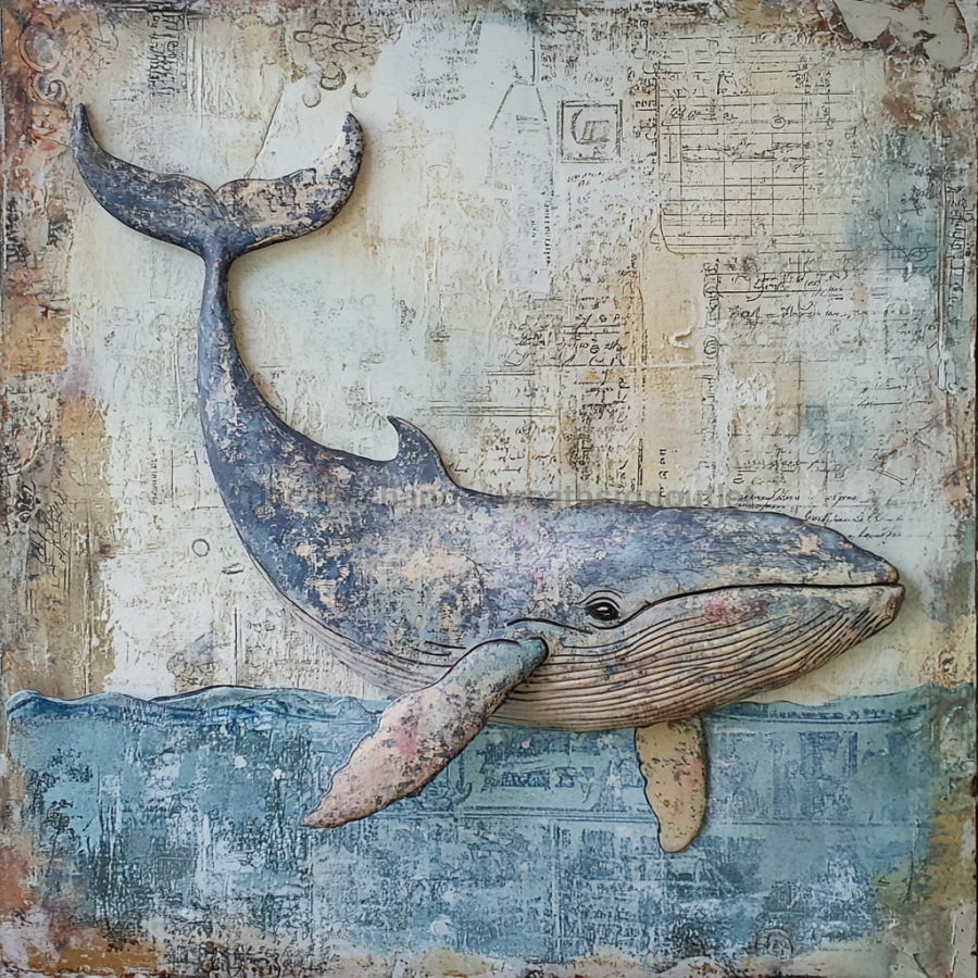Nautical Sign, Whale Sign, DCO-02592, Sign For Wreath, 10x10" Metal Sign