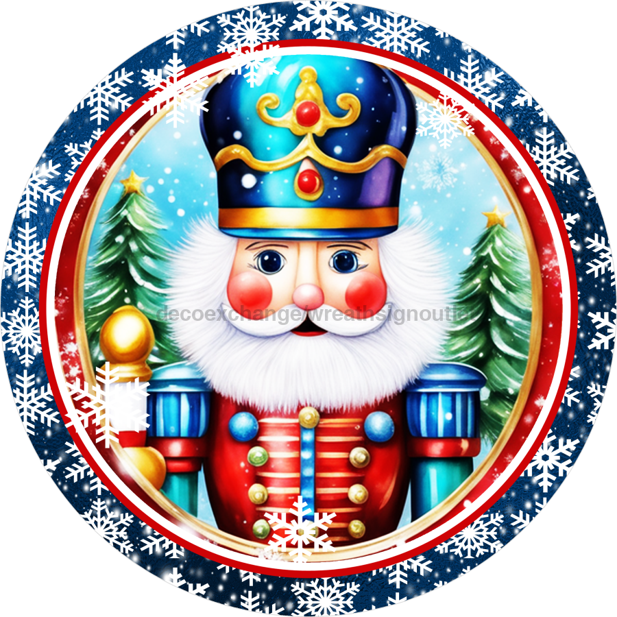 Nutcracker Christmas 10" Metal Wreath Sign - DECOE-4814