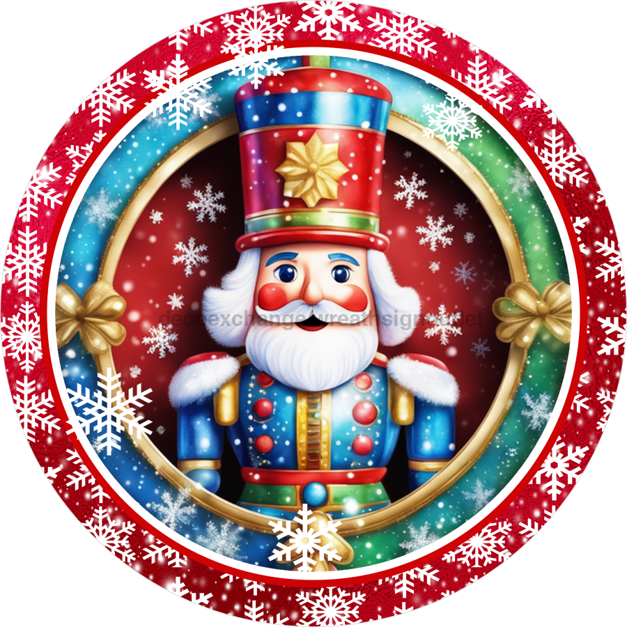 Nutcracker Christmas 10" Metal Wreath Sign - DECOE-4815