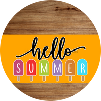 Thumbnail for Orange Hello Summer Door Hanger Dco-01643-Dh-O 18’ Round Wood