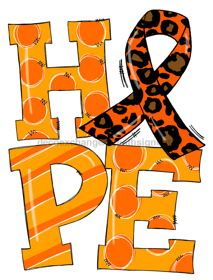 Orange Hope Awareness 22" Wood Door Hanger - DECOE-W-0135-DH
