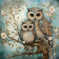 Thumbnail for Owl Floral 10x10" Metal Wreath Sign - OAW-0074
