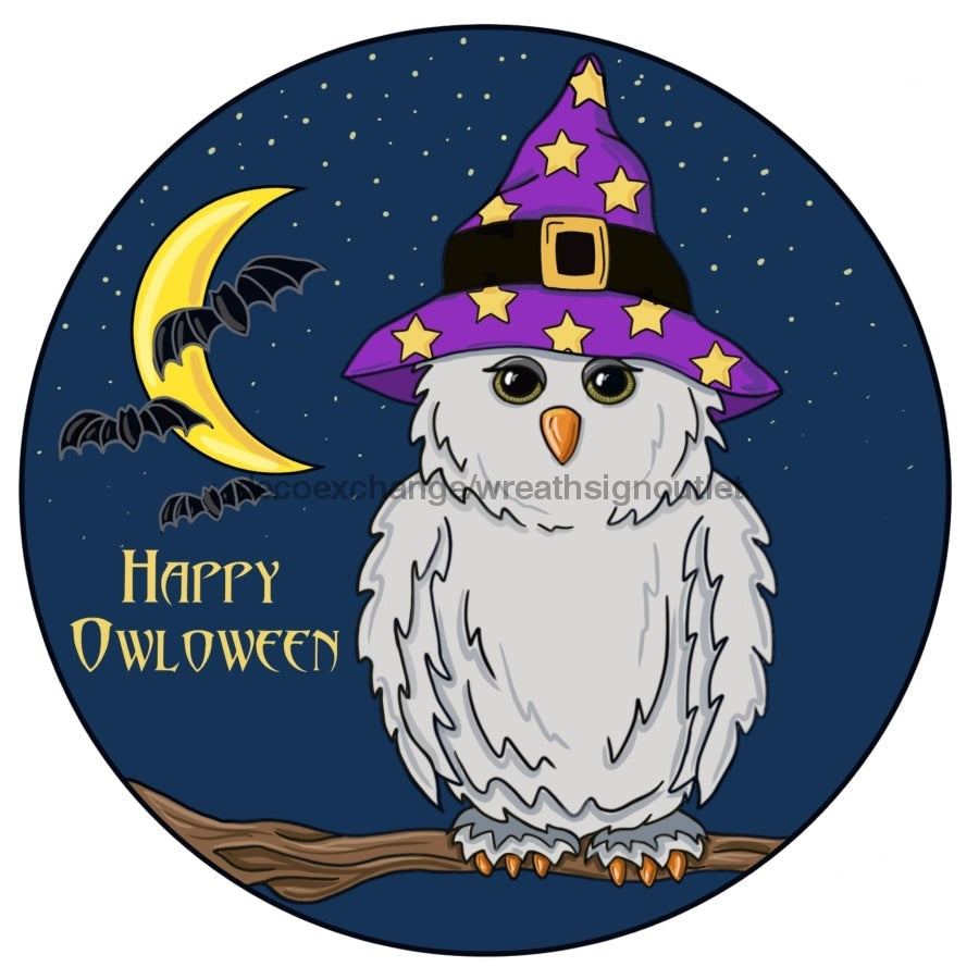 Owl Sign, Happy Halloween, Halloween Sign, wood sign, PCD-W-011,  metal sign, 10 round, halloween