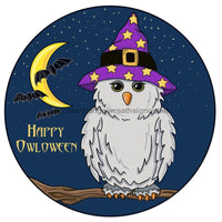 Thumbnail for Owl Sign, Happy Halloween, Halloween Sign, wood sign, PCD-W-012 wood wreath sign, 18 round, halloween