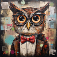 Thumbnail for Owl With Glasses Sign Funny Animal Wall Art Dco-01151 For Wreath 10X10 Metal
