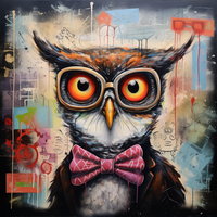 Thumbnail for Owl With Glasses Sign Funny Animal Wall Art Dco-01155 For Wreath 10X10 Metal