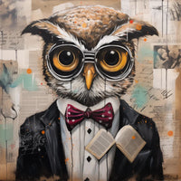 Thumbnail for Owl With Glasses Sign Funny Animal Wall Art Dco-01156 For Wreath 10X10 Metal
