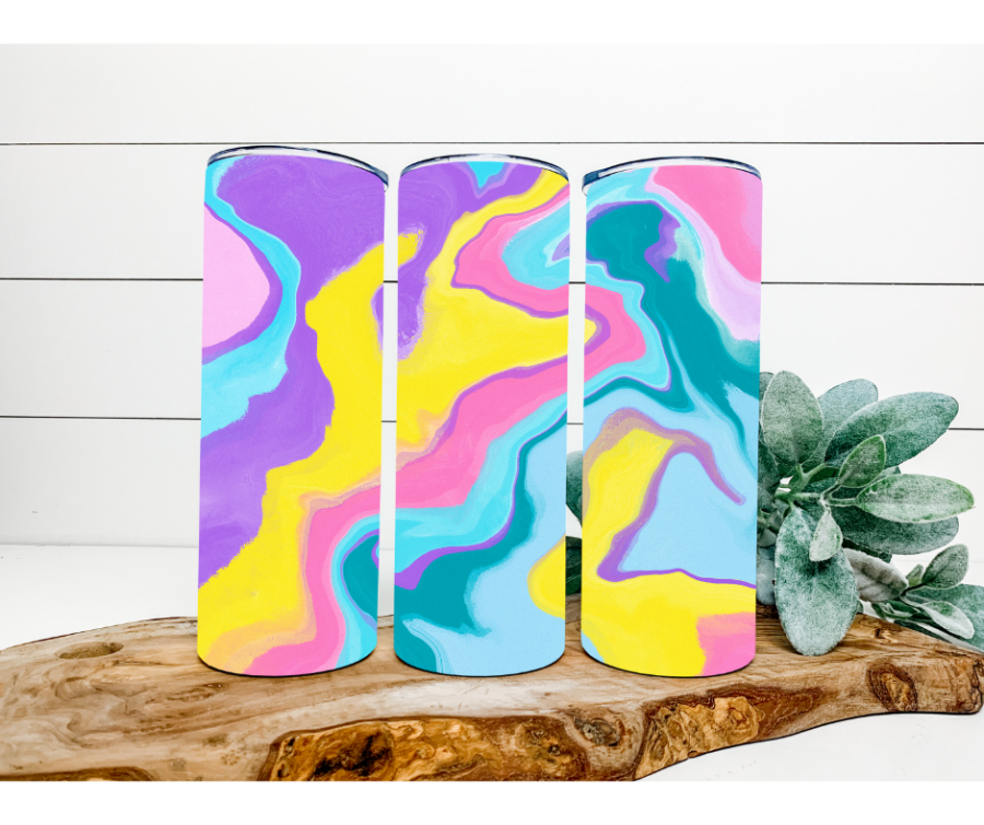 Pastel Swirl Tumbler, 20 oz Skinny Tumbler - DECOETUMBLER-199