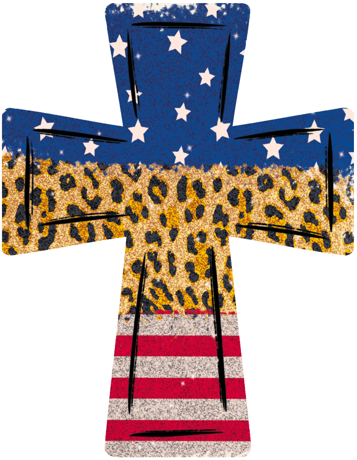 Patriotic Cross 22" Wood Door Hanger - DECOE-W-698-DH