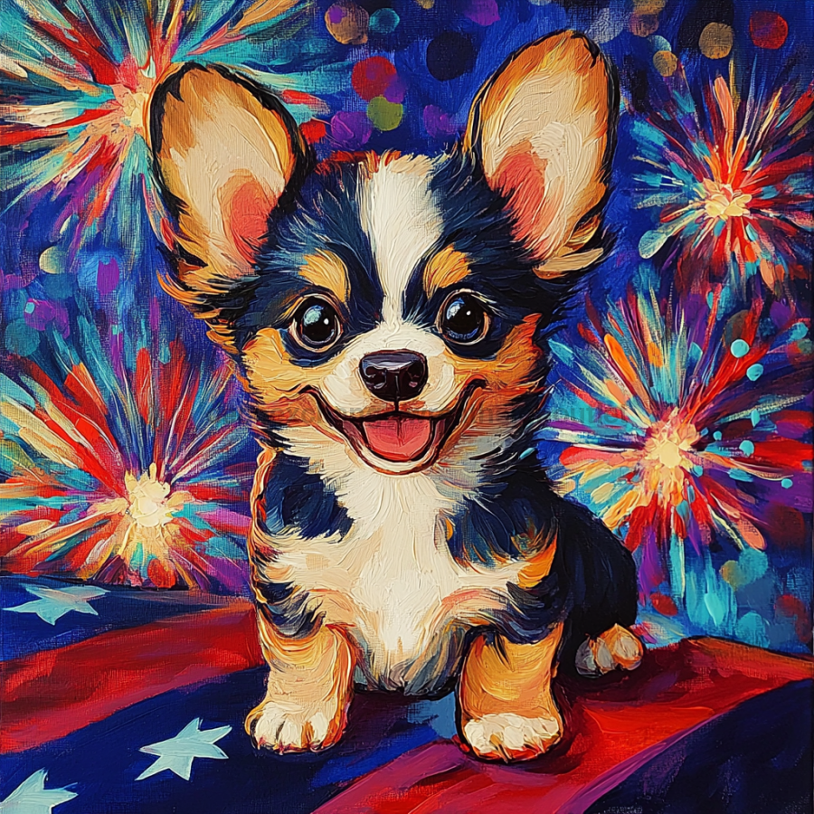 Patriotic Dog Sign, DCO-13406, Sign For Wreath, 10x10" Metal Sign