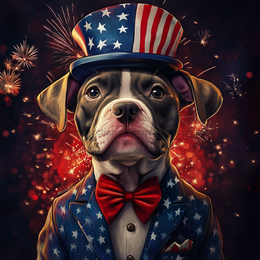 Patriotic Dog Sign, Mask Sign, SHR-00014, Sign For Wreath, 10x10in Metal Sign