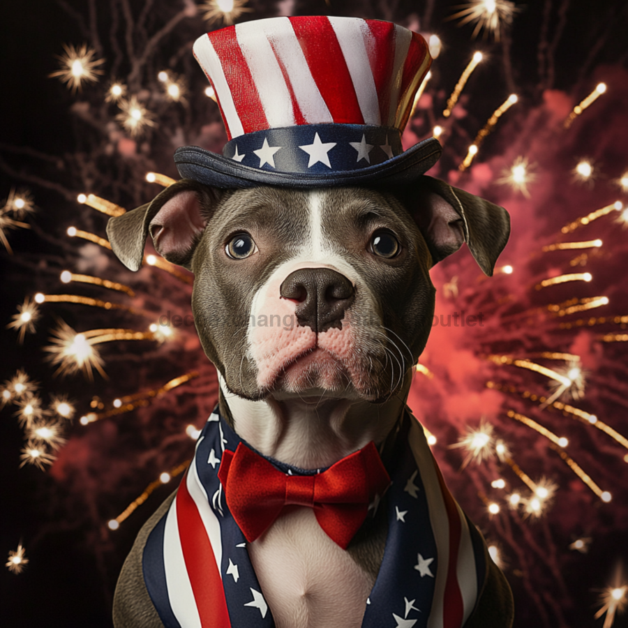 Patriotic Dog Sign, Mask Sign, SHR-00015, Sign For Wreath, 10x10in Metal Sign