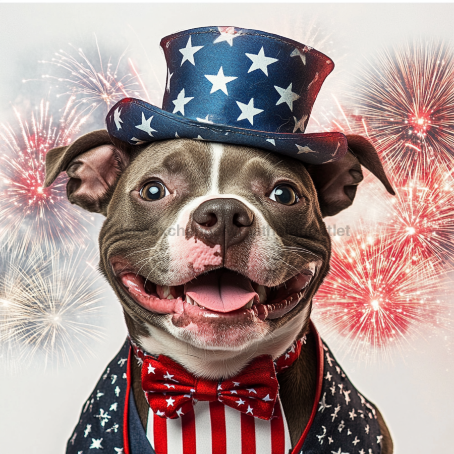 Patriotic Dog Sign, Mask Sign, SHR-00016, Sign For Wreath, 10x10in Metal Sign