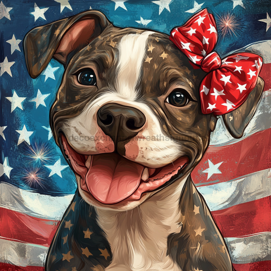 Patriotic Dog Sign, Mask Sign, SHR-00017, Sign For Wreath, 10x10in Metal Sign