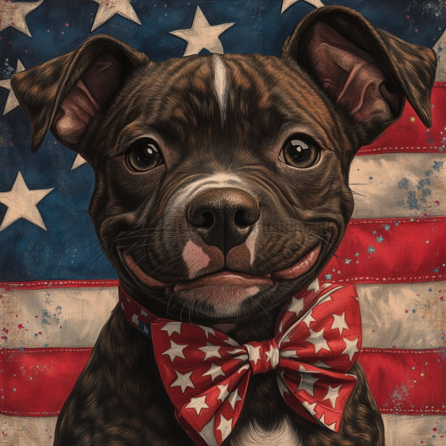 Patriotic Dog Sign, Mask Sign, SHR-00018, Sign For Wreath, 10x10in Metal Sign