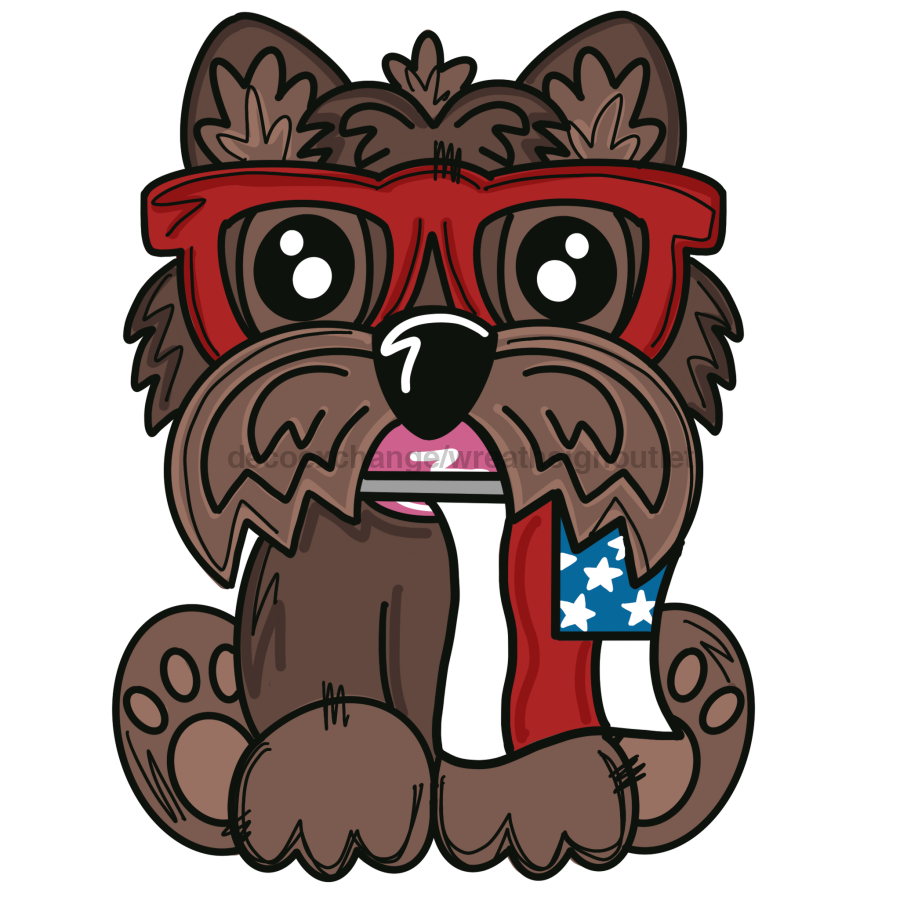 Patriotic Dog Wood Wreath Sign Mj-W-00058 14‚Äô