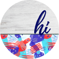 Thumbnail for Patriotic Door Hanger Hi Dco - 01441 - Dh 18’ Round Wood