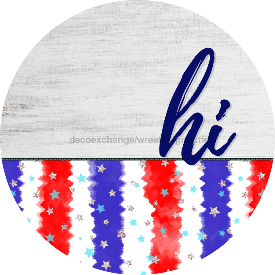 Patriotic Door Hanger Hi Dco - 01445 - Dh 18’ Round Wood