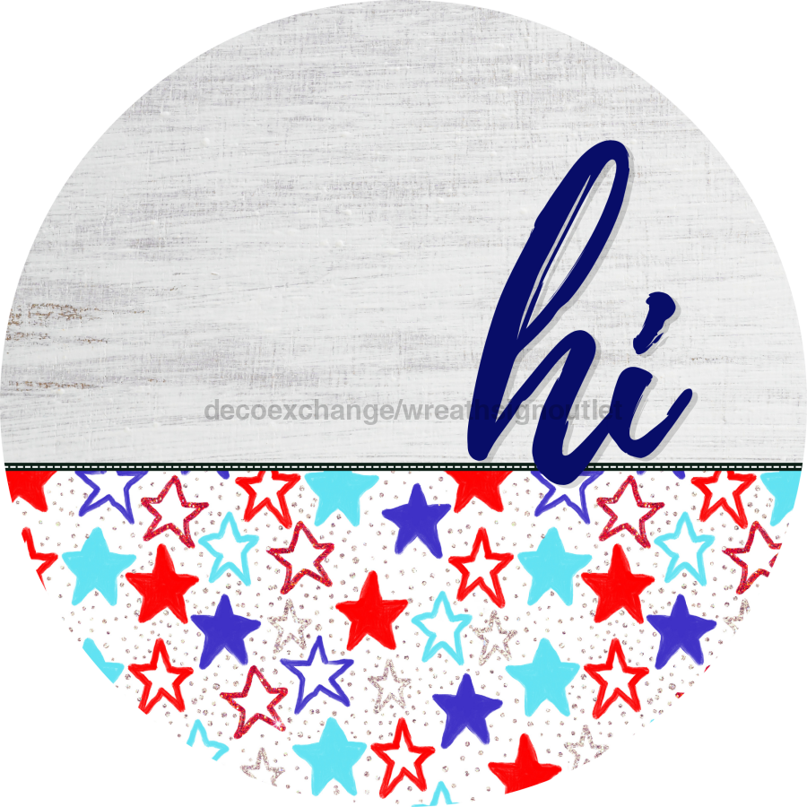 Patriotic Door Hanger Hi Dco - 01446 - Dh 18’ Round Wood