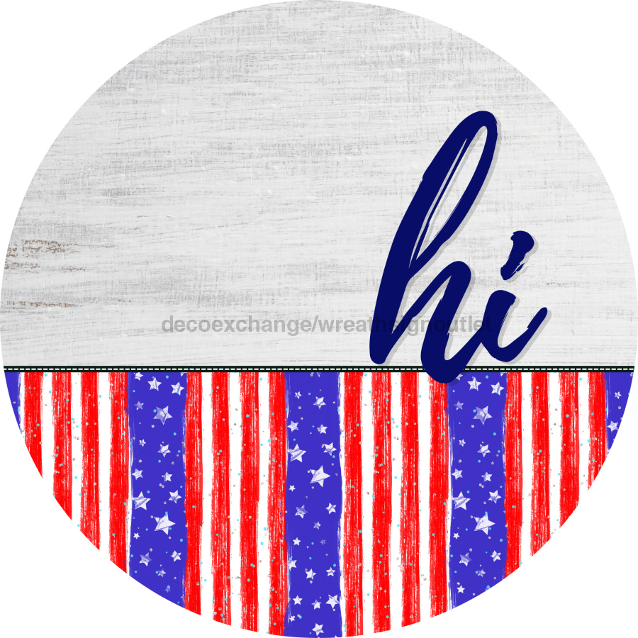 Patriotic Door Hanger Hi Dco - 01447 - Dh 18’ Round Wood