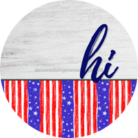 Thumbnail for Patriotic Door Hanger Hi Dco - 01447 - Dh 18’ Round Wood