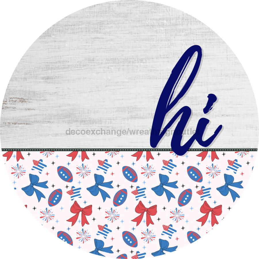 Patriotic Door Hanger Hi Dco - 01452 - Dh 18’ Round Wood