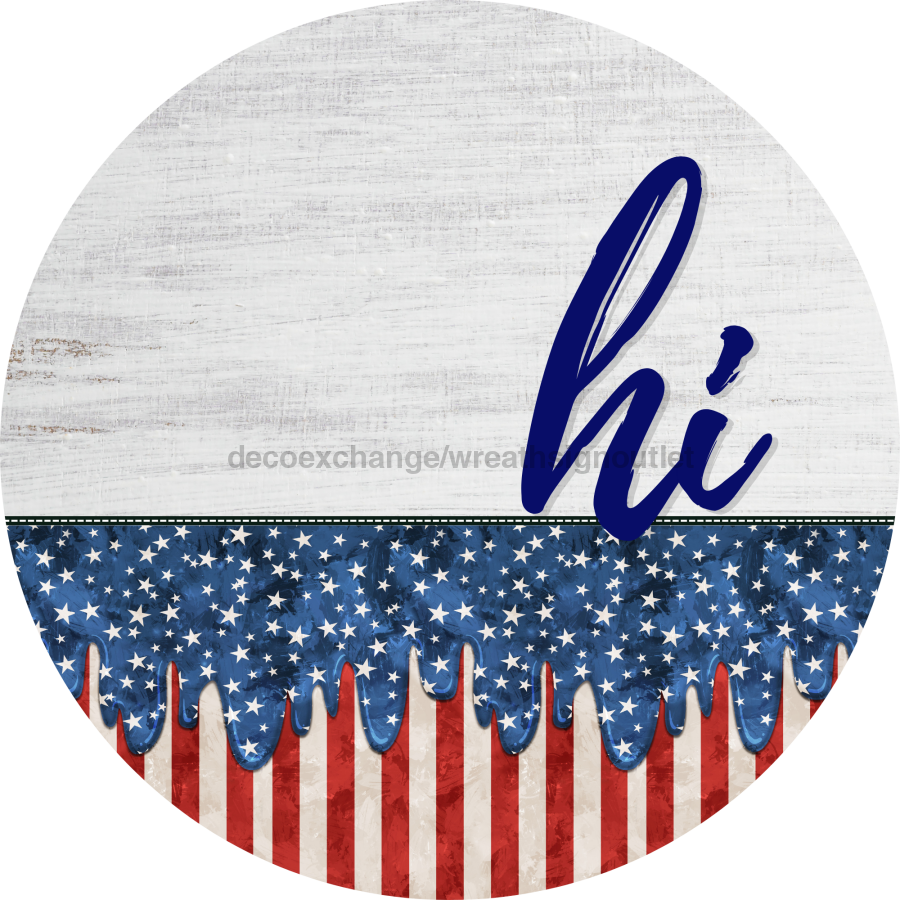 Patriotic Door Hanger Hi Dco - 01455 - Dh 18’ Round Wood