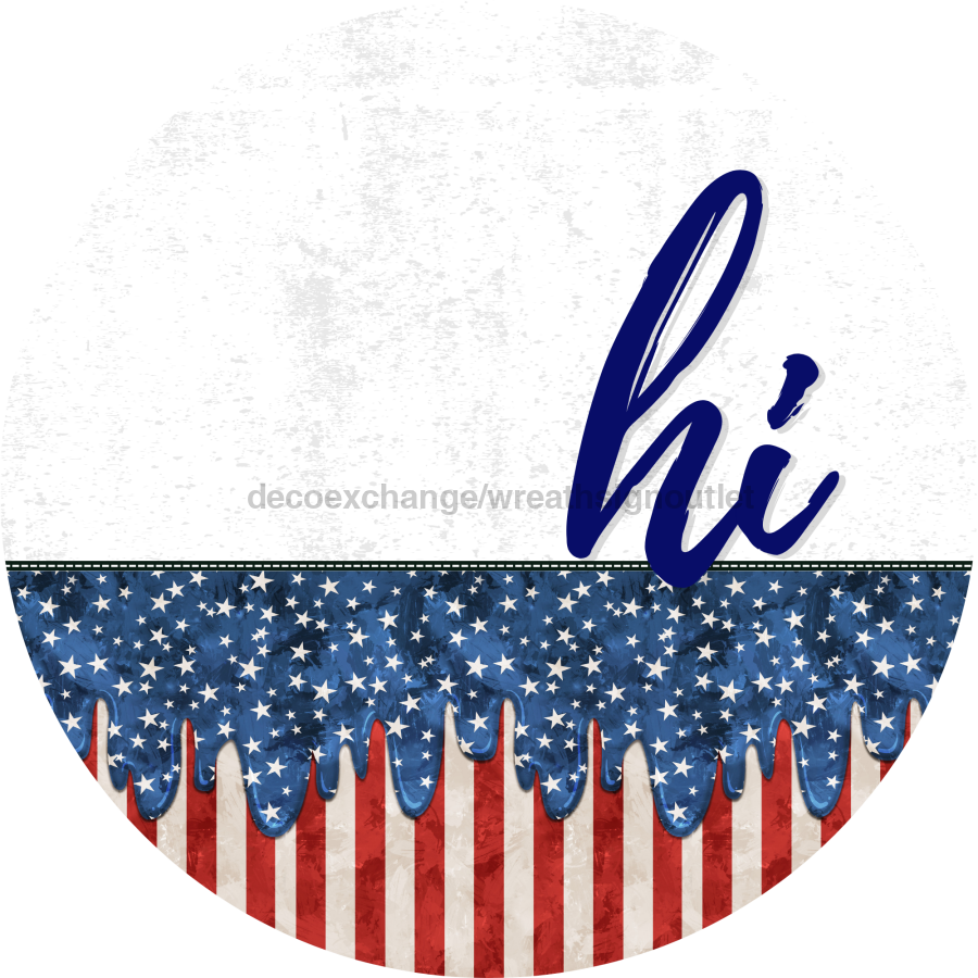 Patriotic Door Hanger Hi Dco - 01471 - Dh 18’ Round Wood