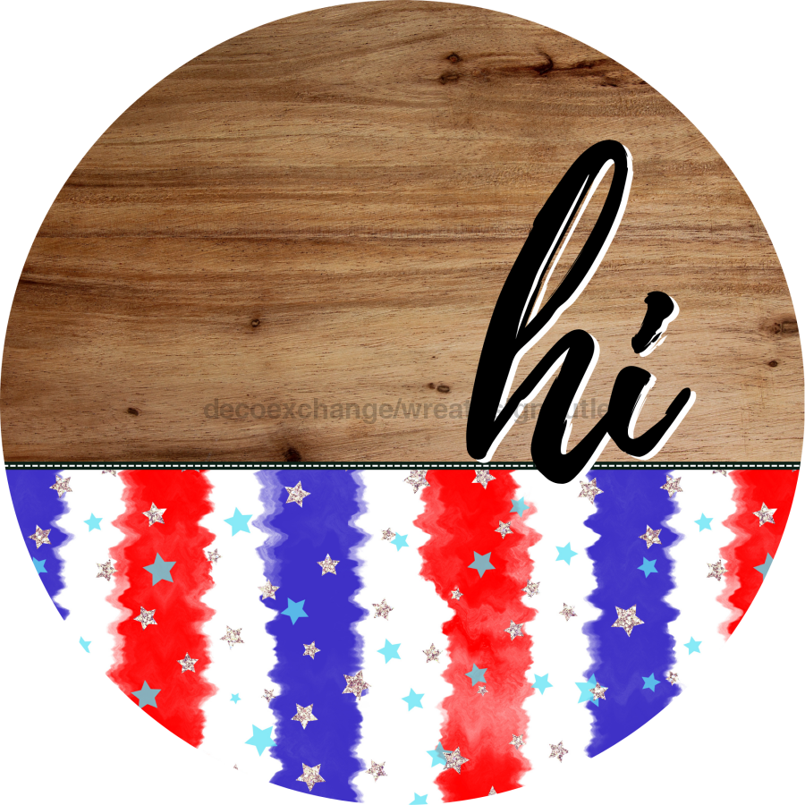 Patriotic Door Hanger Hi Dco - 01485 - Dh 18’ Round Wood