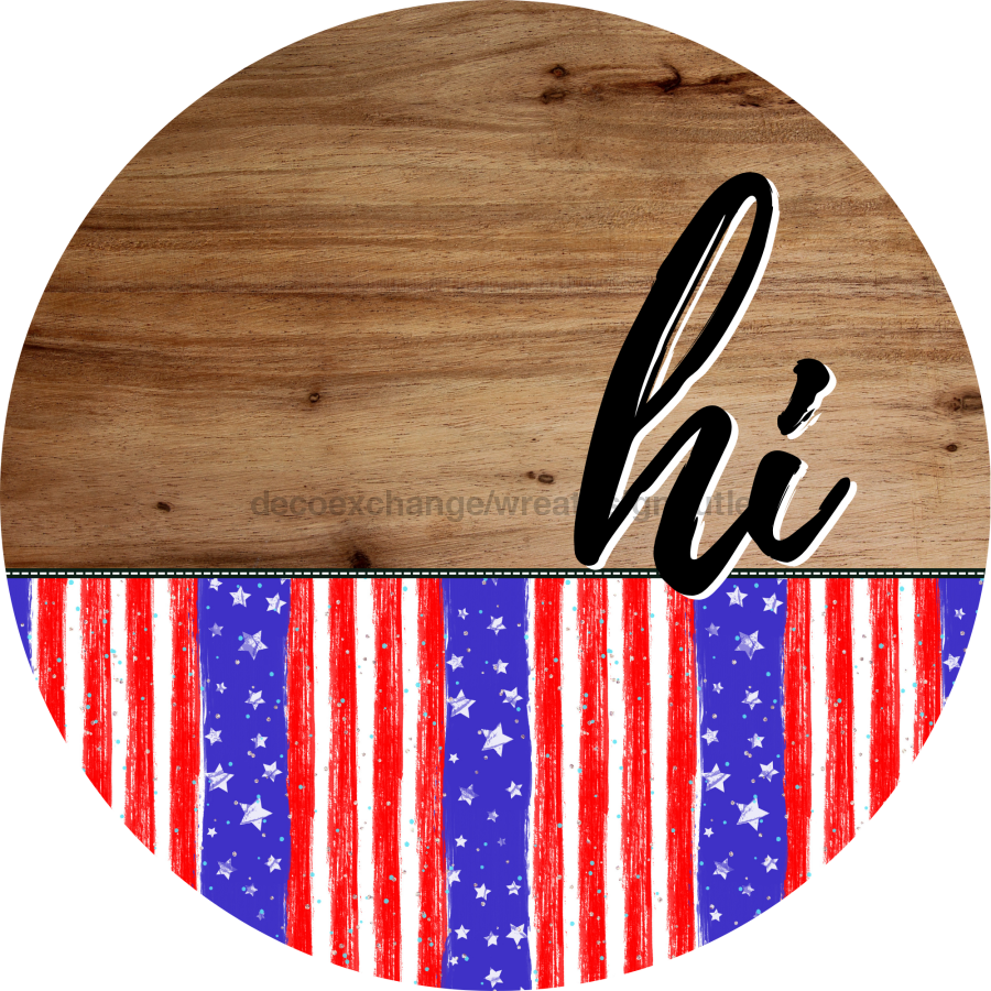 Patriotic Door Hanger Hi Dco - 01487 - Dh 18’ Round Wood