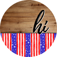 Thumbnail for Patriotic Door Hanger Hi Dco - 01487 - Dh 18’ Round Wood