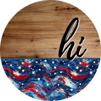 Thumbnail for Patriotic Door Hanger Hi Dco - 01488 - Dh 18’ Round Wood