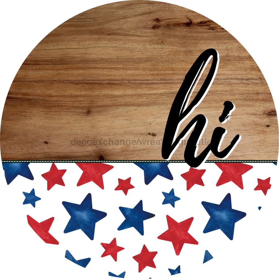 Patriotic Door Hanger Hi Dco - 01489 - Dh 18’ Round Wood