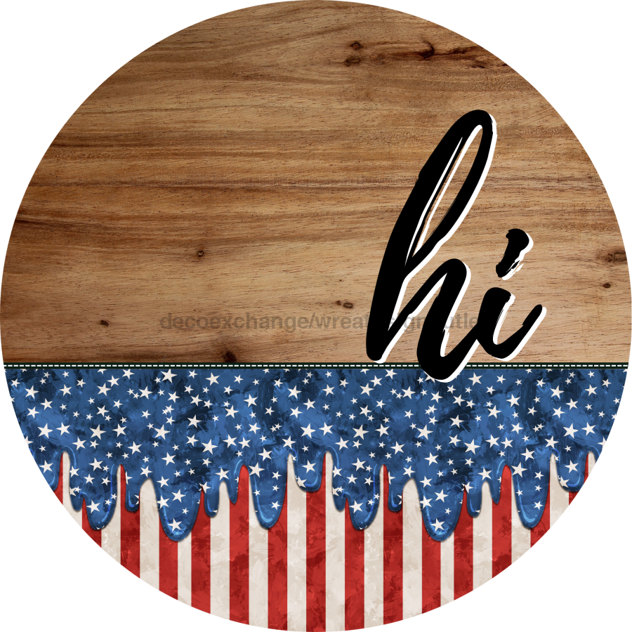 Patriotic Door Hanger Hi Dco - 01495 - Dh 18’ Round Wood