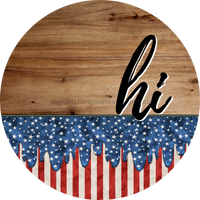 Thumbnail for Patriotic Door Hanger Hi Dco - 01495 - Dh 18’ Round Wood