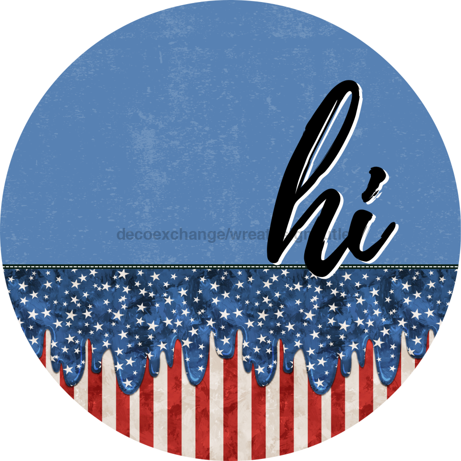 Patriotic Door Hanger Hi Dco - 01511 - Dh 18’ Round Wood