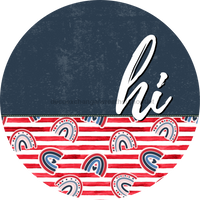 Thumbnail for Patriotic Door Hanger Hi Dco - 01524 - Dh 18’ Round Wood