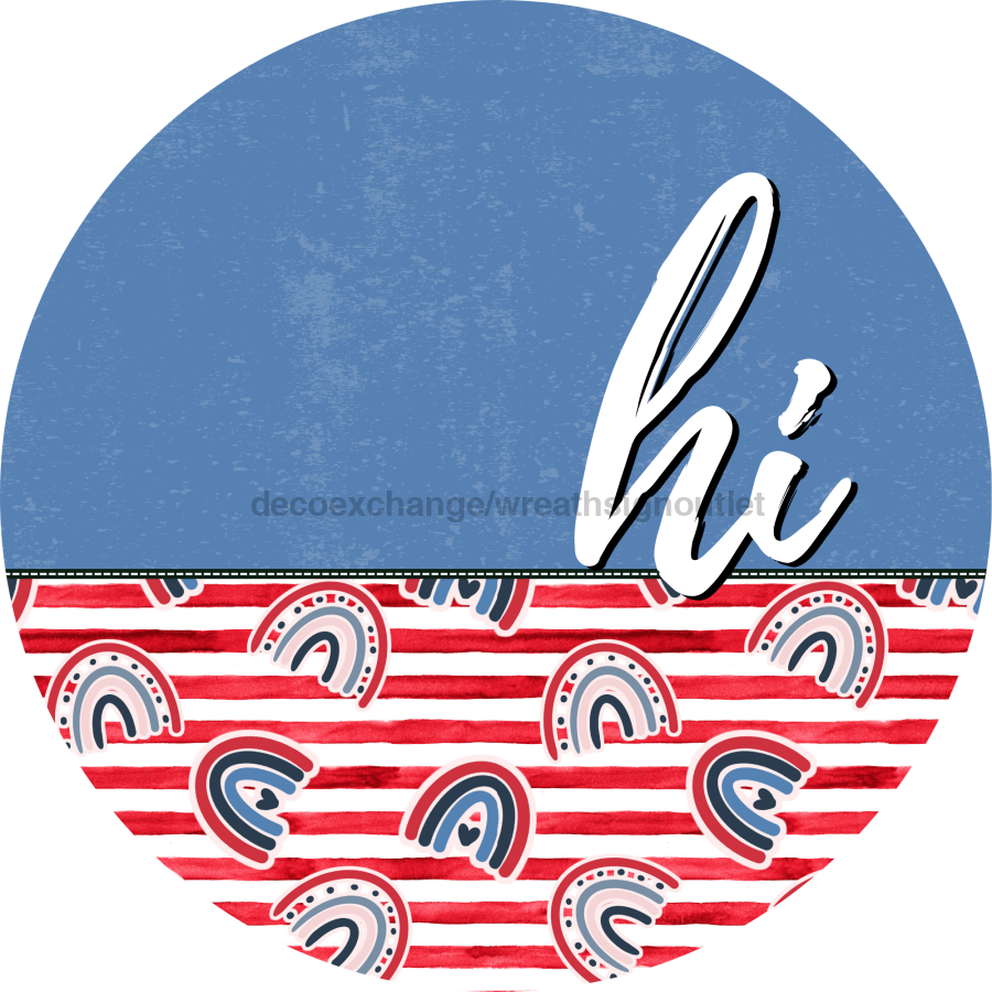 Patriotic Door Hanger Hi Dco - 01527 - Dh 18’ Round Wood