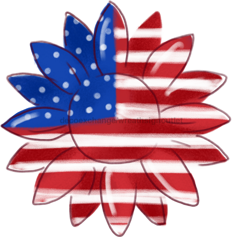 Patriotic Sunflower 22" Wood Door Hanger - DECOE-W-90016-DH